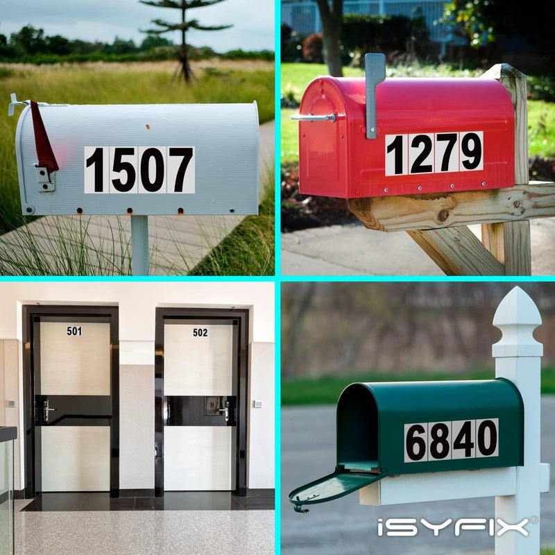 iSYFIX Black Vinyl Number 1 (One) Stickers - 6 Pack 6 inch - Premium Decal, Reflective Background, Pre-Spaced for Mailbox, Signs, Window, Door, Car, Trucks, Home, Business, Address, Indoor & Outdoor - Image 4